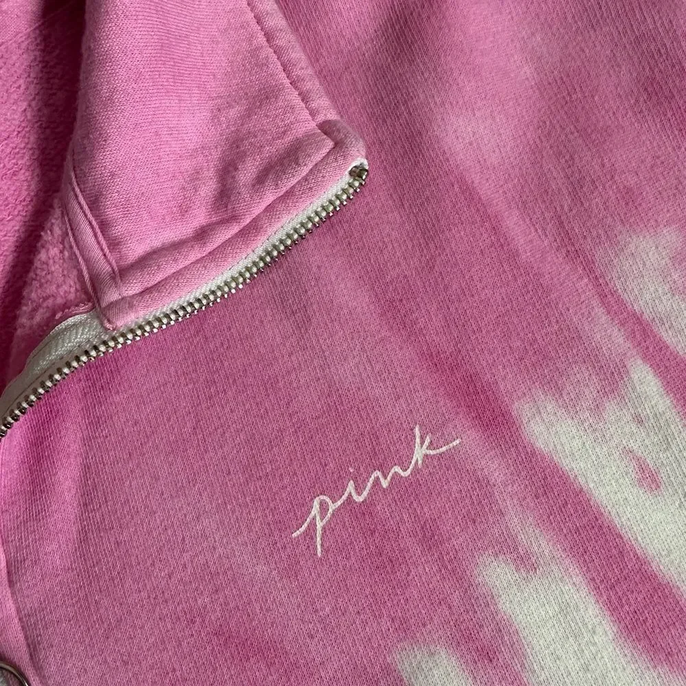 Victoria’s Secret PINK Varsity Half Zip Tie Dye Pullover Oversized Sweatshirt - Picture 9 of 11
